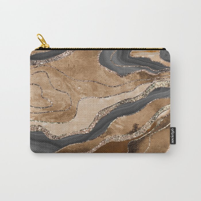 Earthy Marble Agate Gold Glitter Glam #1 (Faux Glitter) #decor #art #society6 Carry-All Pouch