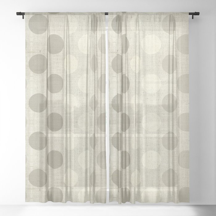 Nude Burlap Texture And Polka Dots Sheer Curtain By Marcanton
