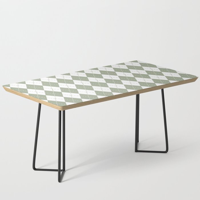 Sage Green Aesthetic Argyle Print  Coffee Table