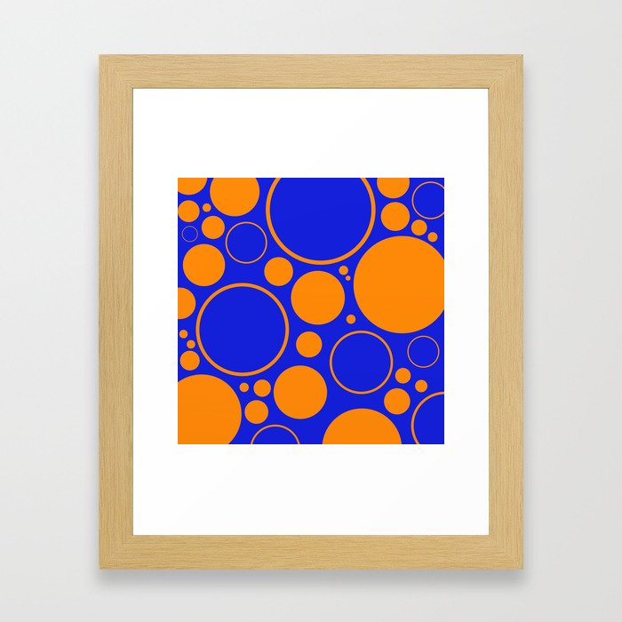 Bubbles And Rings In Orange And Blue Framed Art Print