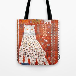 Q'ashqai Snow Leopard Persian Animal Rug Print Tote Bag