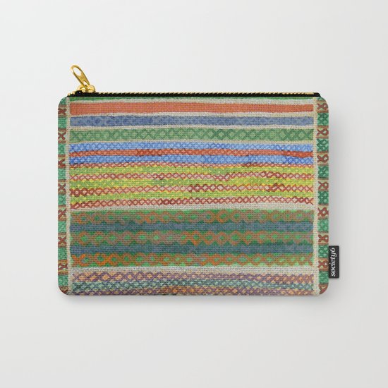Colorful Stiches on Horizontal Colorful Stripes Carry-All Pouch