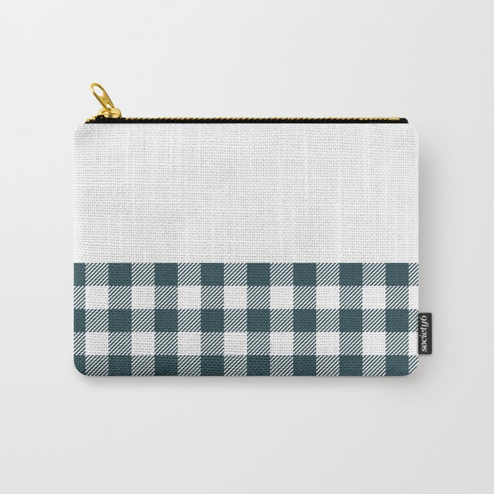 Buffalo Plaid Gingham on Dark Green and White Horizontal Split Carry-All Pouch