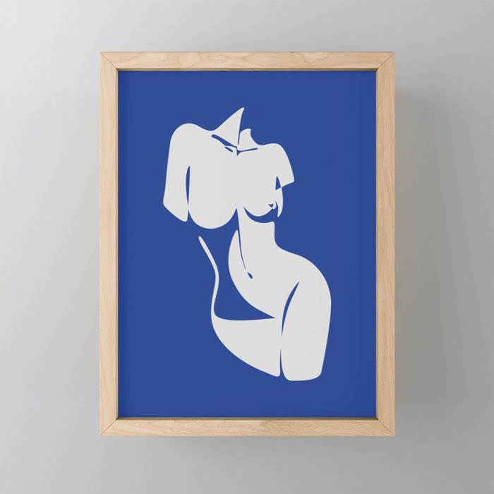 Curvalicious in blue / Abstract female body shape  Framed Mini Art Print