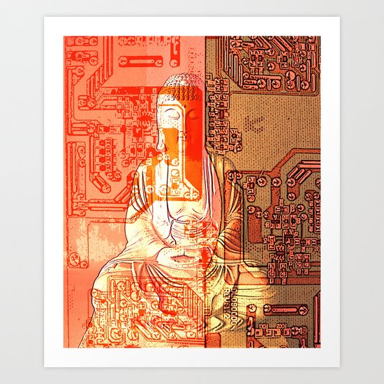 electronic buddha Art Print