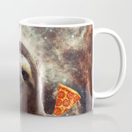 Sloth in flying pizza space Mug