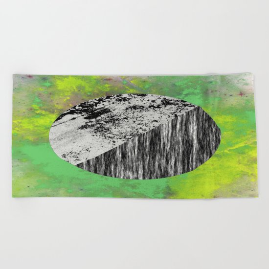 Devoid of Colour - Abstract, geometric, black and white, colour art Beach Towel