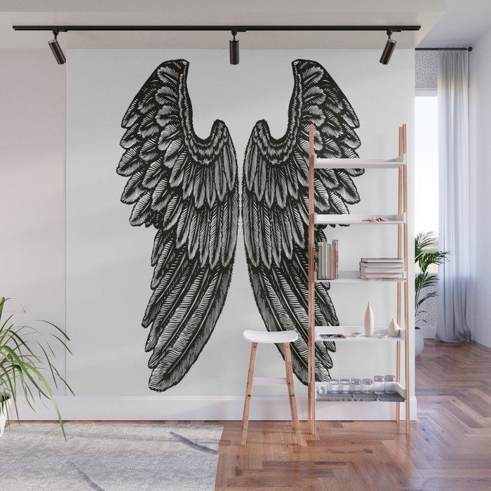 Angel Wings | Black and White | Wall Mural