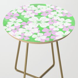 70’s Desert Flowers Pink on Green Side Table