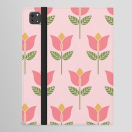 Retro geometric open tulip flowers on pink iPad Folio Case