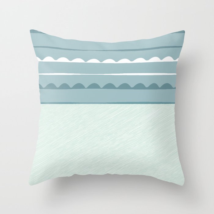 Stripes, blue, white, minimal, line, minimalist, line-art, Throw Pillow