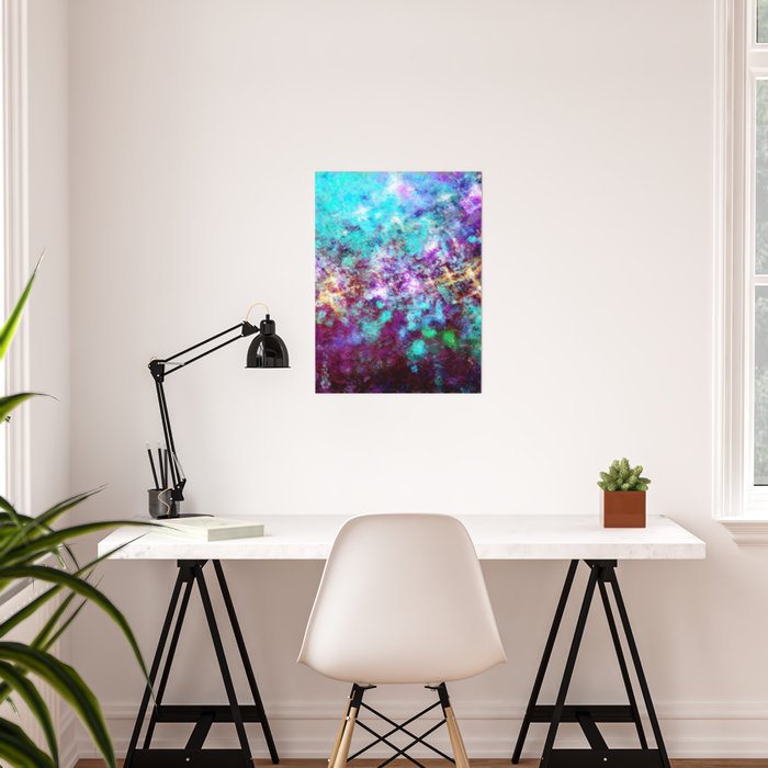 Abstract Painting City Highway Lights At Night Poster By
