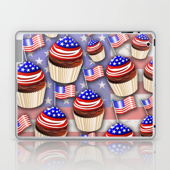 USA Flag Cupcakes Pattern Laptop & iPad Skin