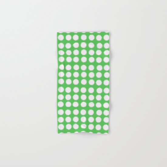 milk glass polka dots in light green Hand & Bath Towel