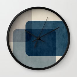 Classy Blue Beige Geometric II Wall Clock