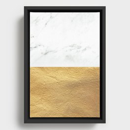 Color Blocked Gold & Marble Framed Canvas