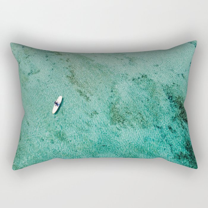 Person Paddle Boarding | Paddle Board | Drone Beach Photograph Rectangular Pillow