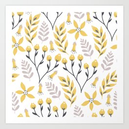 Delicate Vintage Floral Pattern Art Print