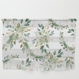 Decorative Green And Gold Watercolor Wedding Leaves  Wall Hanging