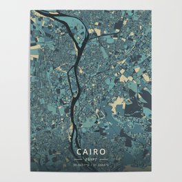 Cairo, Egypt - Cream Blue Poster