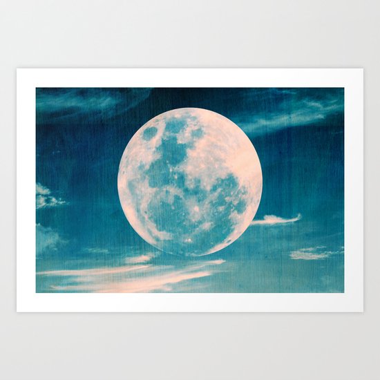 Full moon - Blue Art Print