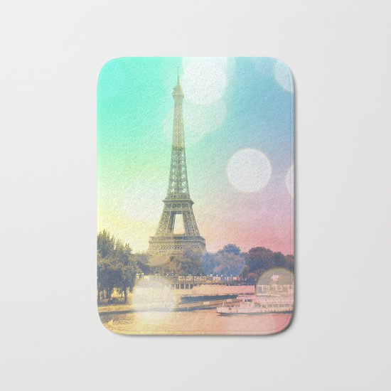Paris. : Pastel Rainbow Bokeh Bath Mat