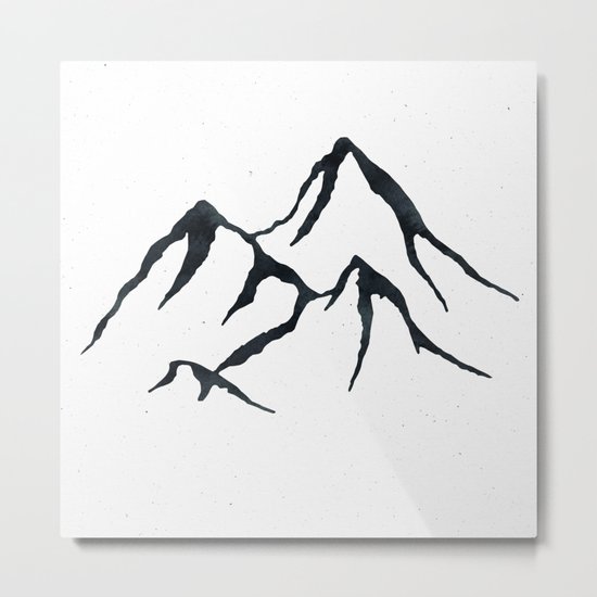 MOUNTAINS Black and White Metal Print