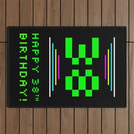 [ Thumbnail: 38th Birthday - Nerdy Geeky Pixelated 8-Bit Computing Graphics Inspired Look Outdoor Rug ]