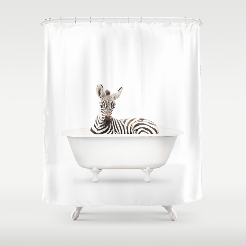 Baby Zebra In A Vintage Bathtub C Shower Curtain By Amypetersonartstudio Society6