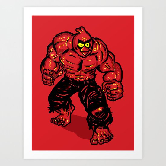 Angry Bird hulk Red Art Print