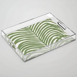 Zebra Palm Print Green Acrylic Tray
