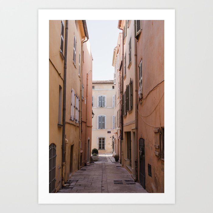 Street of Saint-Tropez in the South of France | Pastel houses | Fine Art Travel Photography Art Print