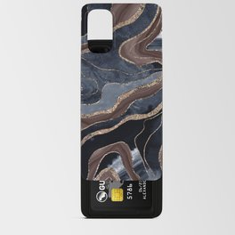 Navy Blue Brown Marble Agate Gold Glitter Glam #1 (Faux Glitter) #decor #art #society6 Android Card Case