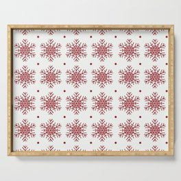 Christmas Pattern Modern Red Snowflake Floral Serving Tray