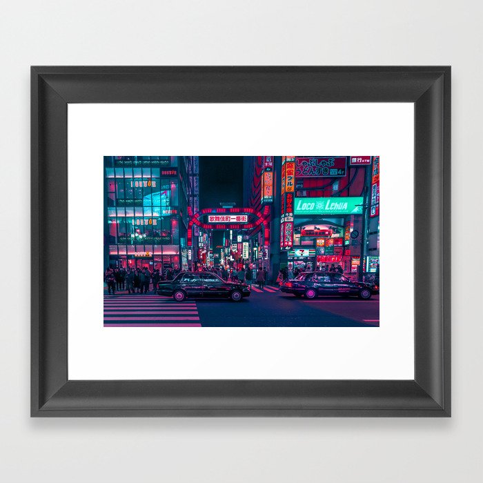 Cyberpunk Tokyo Street Framed Art Print