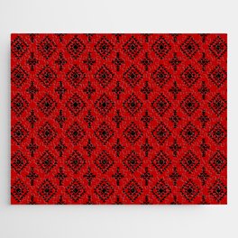 Red and Black Native American Tribal Pattern Jigsaw Puzzle