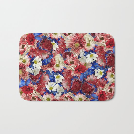 Red White Blue Flora Bath Mat