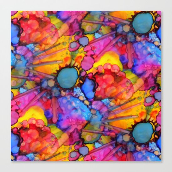 Rainbow Splats Alcohol Inks Canvas Print