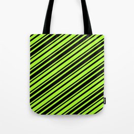[ Thumbnail: Light Green & Black Colored Lined Pattern Tote Bag ]