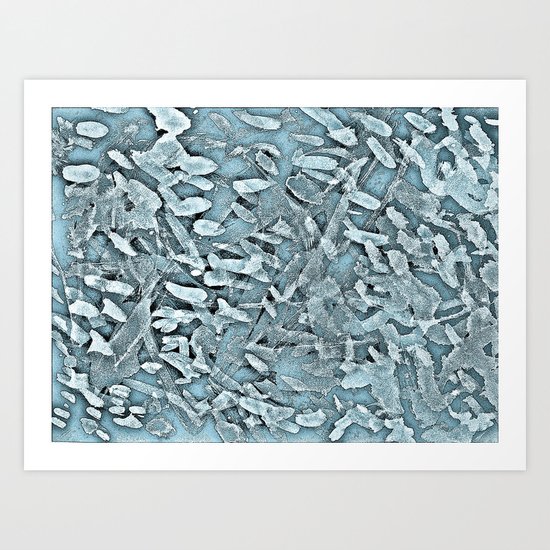 Ocean Tips Silver Blue Abstract Art Print