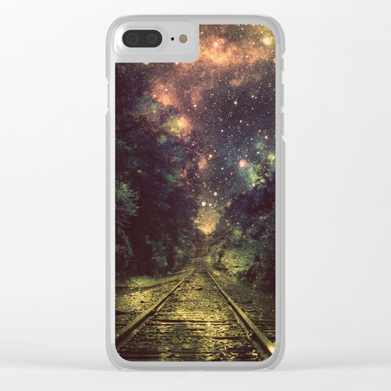 Train Tracks Next Stop Anywhere Dark Clear iPhone Case