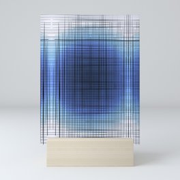 Sloane Grid Sun - navy blue grid art, grid pillow, home decor, painterly, sunshine, boho art, bohemian Mini Art Print