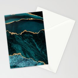 Teal & Gold Agate Texture 02 Stationery Card