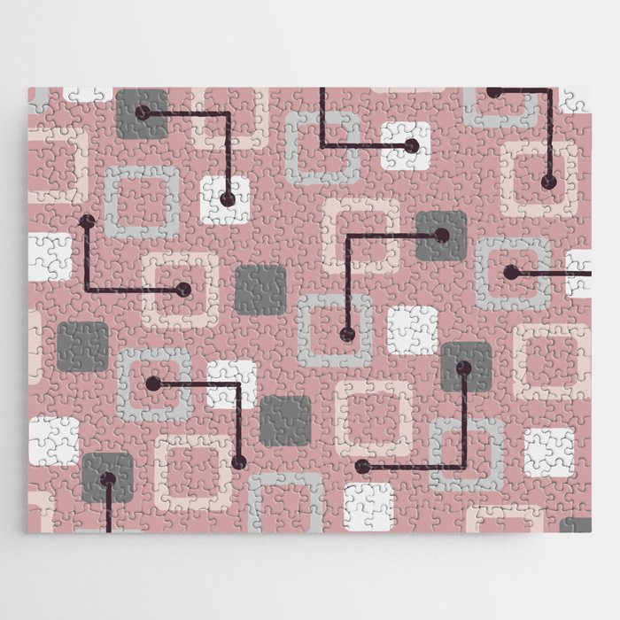 Midcentury 1950s Tiles & Squares Pink Jigsaw Puzzle