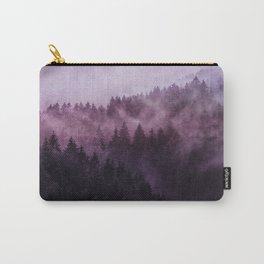 Excuse me, I’m lost // Laid Back Edit Carry-All Pouch | Foggy Forest, Woods, Mood, Trees, Adventure, Travel, Mountain, Hiking, Nature, Purple 