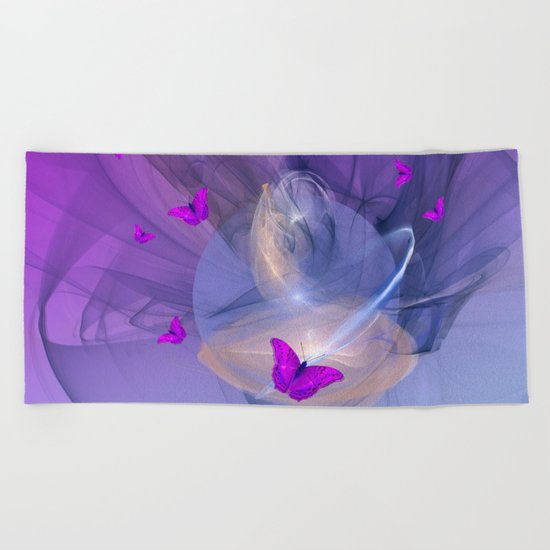 Birth of butterfly wishes Beach Towel