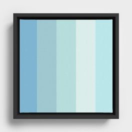 Ocean blue solid color stripes pattern Framed Canvas