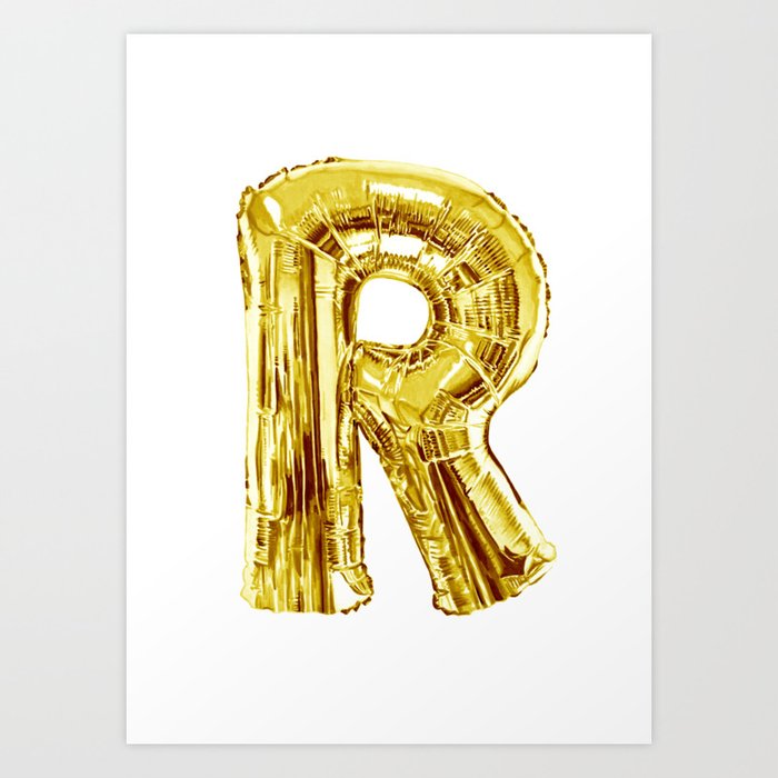 R gold balloon ink drawing Art Print