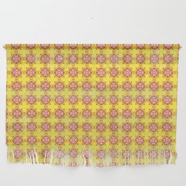 Floral Art with Yellow Background  Wall Hanging