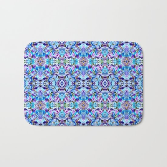 Turquoise Blue Flower Girly Pattern Bath Mat